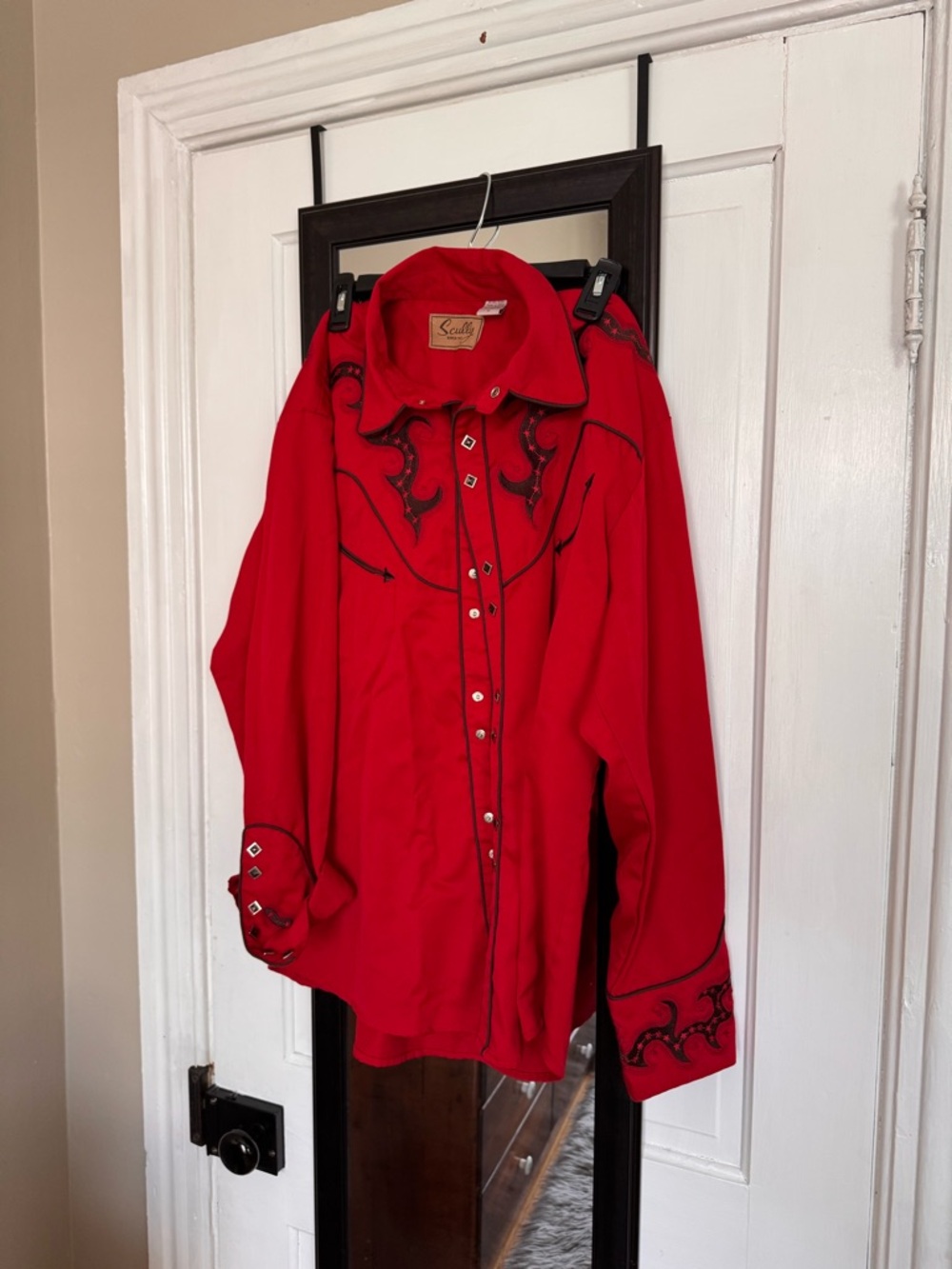Scully Rockabilly Embroidered Western Snap Shirt Size M